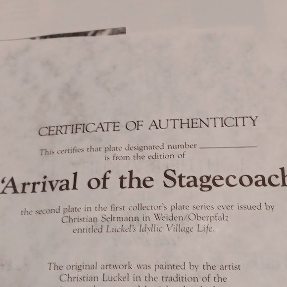 # Collector's plate 'Ankunft Der Postkutsch' 'Arrival of the Stagecoach ' F6687 - Picture 4 of 4